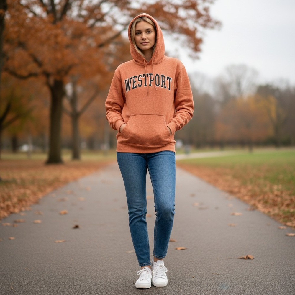 WESTPORT Hoodie Women's Size Large Lt Orange (Peach or Sherbert) Cotton Blend
